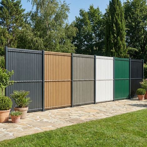Strisce PVC oscuranti per recinzione a pannelli – Maglia 55 mm – Lunghezza 250 cm x Altezza 193 cm - Gris Anthracite, Bambou, Vert, Quartz, Blanc et Noir
