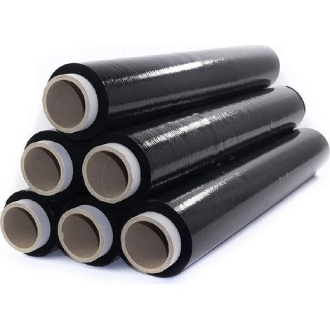 Koem confezione 6 rotoli pellicola film estensibile manuale nero cm 50x250 mt per imballaggio spedizioni e trasloco (1/5)