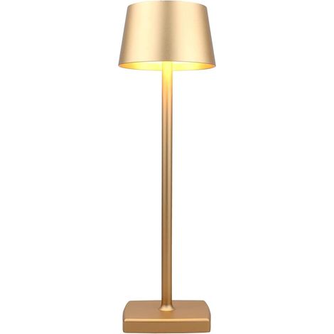 Lampe de Table Sans Fil, 6000mAh Batterie Rechargeable, IP54 Étanche, Alliage d'aluminium, Gradation Tactile, Lumière Chaude LED 4W, pour Intérieur Extérieur Restaurant Buffet Bar Café, Or (1/5)