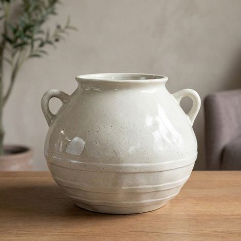 Martha Glazed Blanc Decorative Vase (1/2)