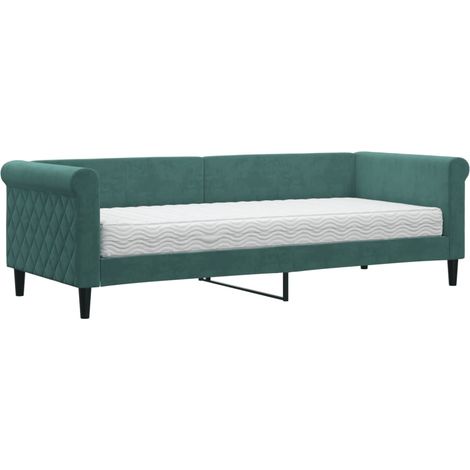Lit adulte,Lit de jour avec matelas vert foncé 80x200 cm velours219132 (1/5)