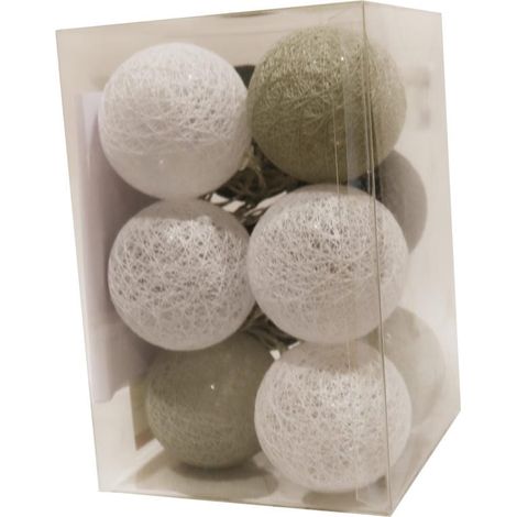 Sfere luminose a LED in cotone, diametro 6 cm, alimentate a batteria, luce bianca calda. (1/5)