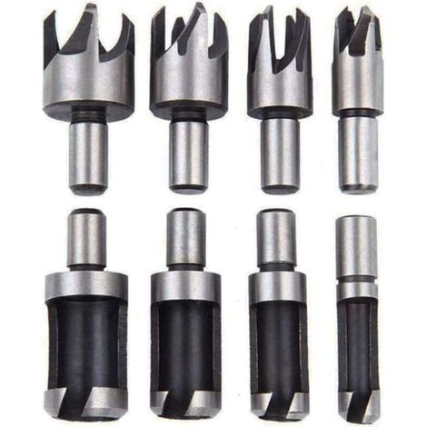 Fraise Bouchonner Bois Lot de 8 Mèche Bouchon Bois Foret Faire Cheville Outil de Coupe pour Faire une Bois Bouchon Cheville Tourillon Goujon Tenon Dowel