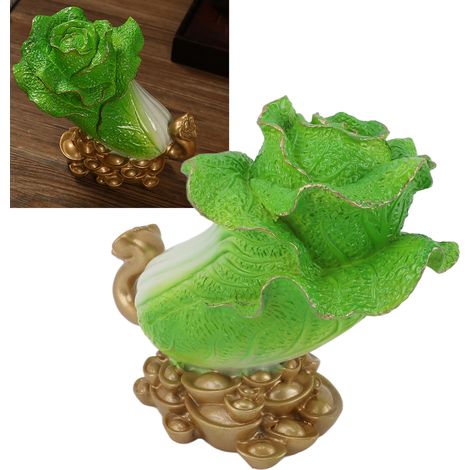 Feng Shui Glückskohl-Dekoration aus Kunstharz – Chinesischer Kohl als Ornament zur Anziehung von Wohlstand – Geschenkidee für Zuhause oder Büro – 724 g, 19 x 18 cm, silberfarbenes Ornament (1/5)