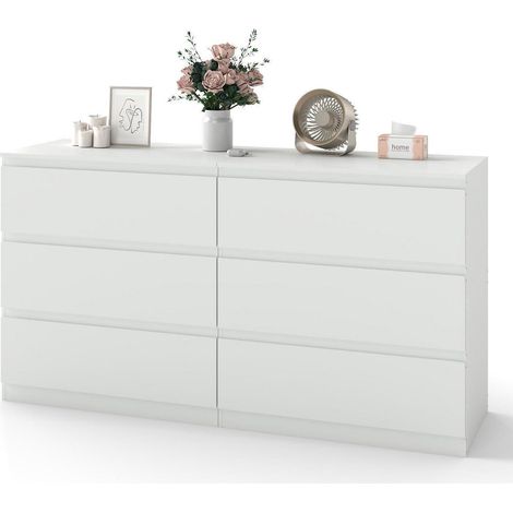 Kommode Weiß 6 Schubladen 40cm Tief Sideboard Schmal für Schlafzimmer & Wohnzimmer (1/5)