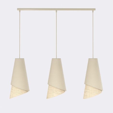Lampada a sospensione MODA in acciaio e tessuto effetto rattan
