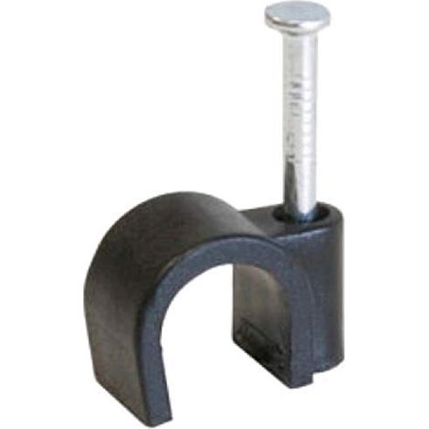 6mm (approx ¼in.) Black Round Cable Clips for Coax, Cat6, Power Cable - Indoor & Outdoor Use - 100 PACK (1/3)