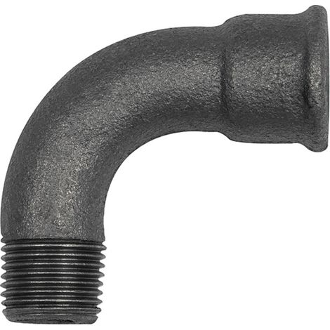 Riegler Bogen 1, 90 °, lang, Rp 1/2 i., R 1/2 a., Temperguss schwarz