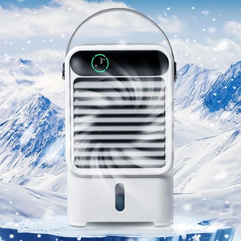 Ventilateur de refroidissement de climatisation portable: Mini refroidisseur d'air évaporé avec lumière violette avec grand réservoir d'eau de 500ml pour la Chambre, le Bureau et la maison