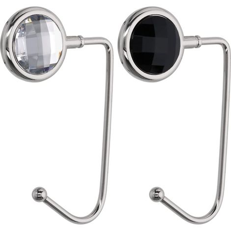 ganchos para bolsos - Percha rígida de aluminio y zinc - Soporte para bolsos de mesa y escritorio - Percha para artículos pequeños - Negro, blanco y plateado (1/4)
