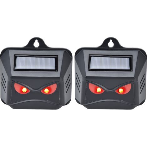 2 répulsifs animaux, lumière stroboscopique LED rouge, étanche, charge solaire automatique, boîtier ABS noir, outil de dissuasion (1/5)
