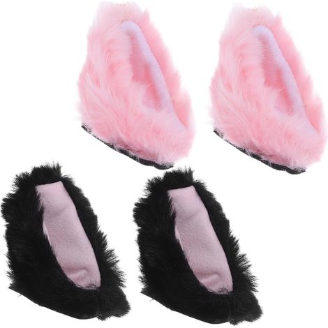 Oreilles de Chat en Peluche pour Casque de Vélo Électrique, 2 Paires Rose et Noir, Amovibles et Installation Facile, Décoration pour Usage Quotidien (1/5)