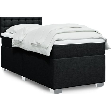 Boxspringbett mit Matratze Schwarz 90x200 cm Stoff