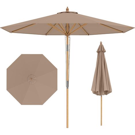 COSTWAY Ombrellone Giardino Spiaggia 280 Cm Grande Antivento Inclinazione Regolabile 8 Stecche Portatile Pieghevole Con Palo In Legno Per Piscina Spiaggia Cor (1/5)