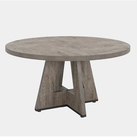 Tavolo da pranzo rotondo grigio in legno tecnico 120 cm stile fattoria (1/5)