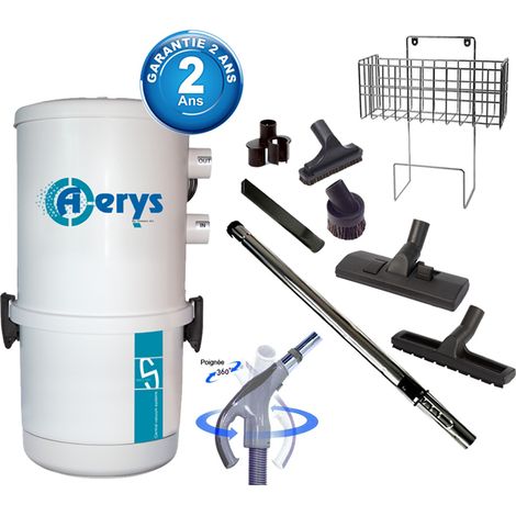 Aspiration centralisée avec sac Sistem Air Aerys 250 (jusqu’à 250 m²), Garantie 2 ans + Set inter 9 M + 8 accessoires + 1 Kit de nettoyage micro offert (1/5)