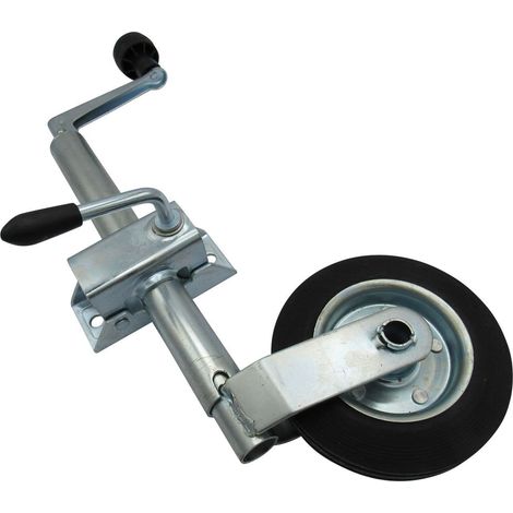 Jockey Wheel with Clamp 34MM  (Metal Rim Heavy Duty Rubber Trailer Caravan Guide) (1/5)