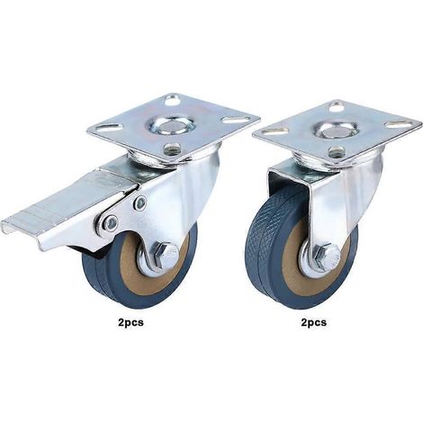 4 Stück 2" Lenkrollen aus Polyurethan mit Schwenkplatte (2 Bremsrollen & 2 Universalrollen)