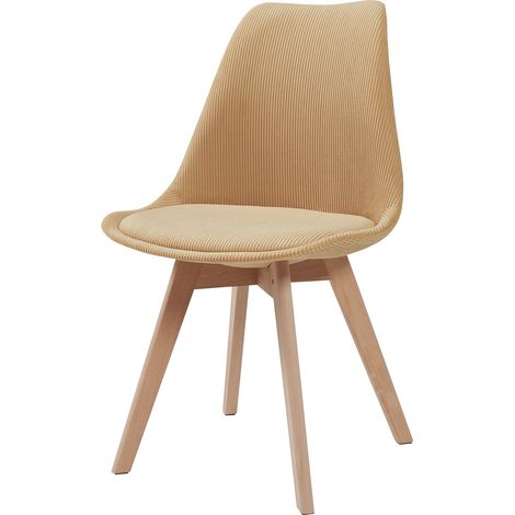 Set di 2 sedie da pranzo/soggiorno/cucina dal design moderno in velluto a coste giallo senape 030009615
