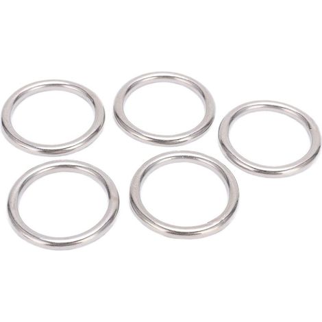 Lot de 5 joints toriques ronds en acier inoxydable 304, sans soudure, pour anneaux de yoga, hamac, voile et plongée. (1/5)
