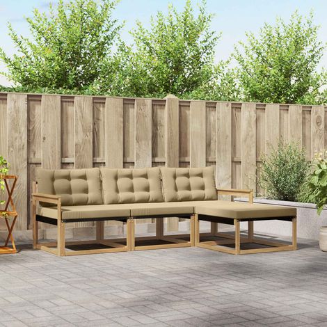 vidaXL Outdoor-Sofagarnitur 4 Stk. Weiß und Beige (1/5)