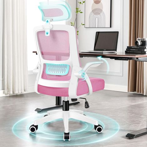 ALFORDSON Bürostuhl Rosa Kopfstütze Lordosenstütze Mesh-Rückenlehne (1/5)