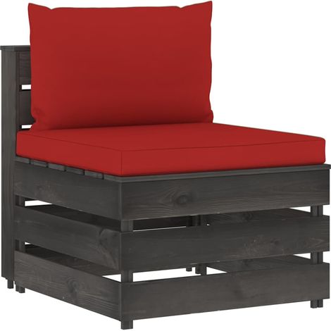 Canapé central sectionnel Canapé relax - Canapé de salon avec coussins Bois imprégné de gris BV833214 - BonneVie (1/5)