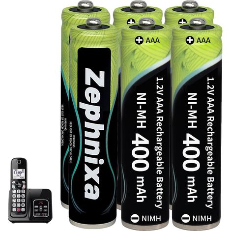 Lot de 6 Piles Rechargeables AAA 400mAh 1,2V NiMH pour Gigaset/Panasonic  Piles NiMH préchargées à faible auto-décharge, jusqu'à 2000 cycles de charge – idéales pour tél. DECT Gigaset/Panasonic (1/5)