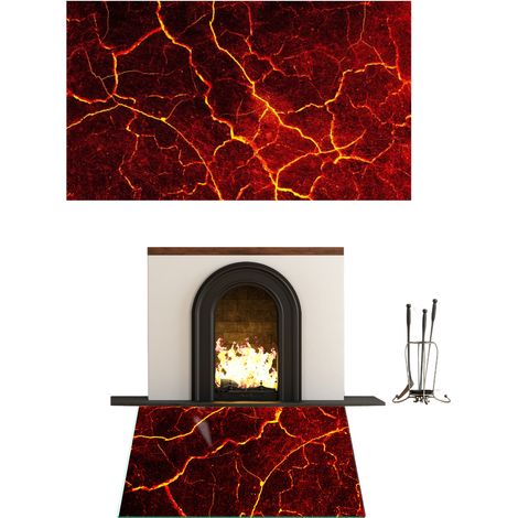 SOPORTE PARA CHIMENEA DE CRISTAL TEMPLADO DIMENSIONES 52x35cm GRÁFICOS LAVA (1/5)