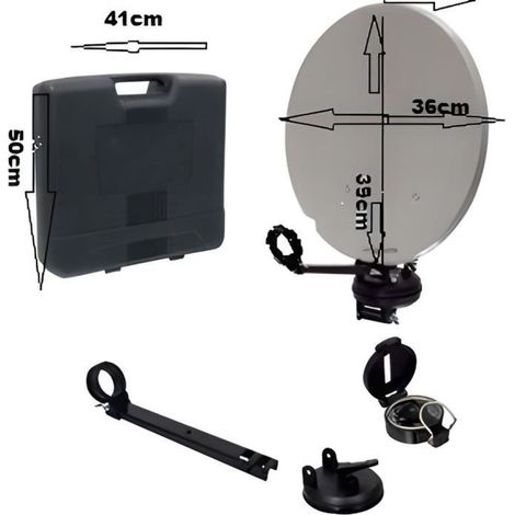 Kit Parabole Camping Car - MICRO - 37Cm - Réception Satellite - Blanc