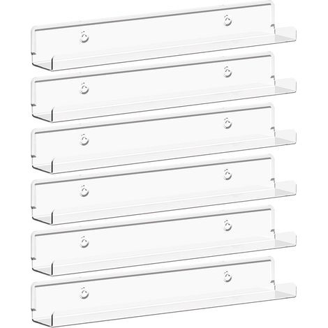 Étagères Flottantes pour Disques Vinyles, Lot de 6 Étagères Murales en Acrylique Clair 30 cm, Décoration pour Livres/Photos/Maquillage, Chambre, Salon, Salle de Bain, Rangement et Organisation (1/5)