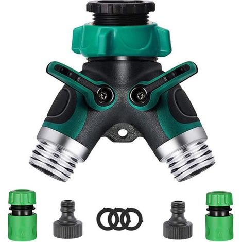 Séparateur de Tuyau à 2 Voies, Splitter de Tuyau D'arrosage, 3/4” et 1/2” Distributeur 2 VoiesRépartiteur 2 Voies Raccord Tuyau D'arrosage (1/5)
