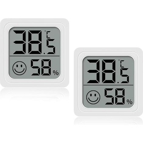 Confezione da 2 mini termometro igrometro digitale LCD per casa, serra, ufficio, giardino, cantina (1/5)