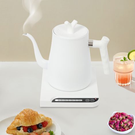 Wasserkocher Coffee Classic – Wasserkocher, Wasserkocher, hochwertiges Design mit Ausguss, Innenseite aus Edelstahl, zur Zubereitung von Tee und Kaffee, weiß