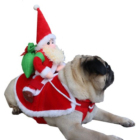 Déguisement de Père Noël pour chien, costume de Noël pour animaux de compagnie, costume de Père Noël à cheval pour animaux de compagnie (1/5)