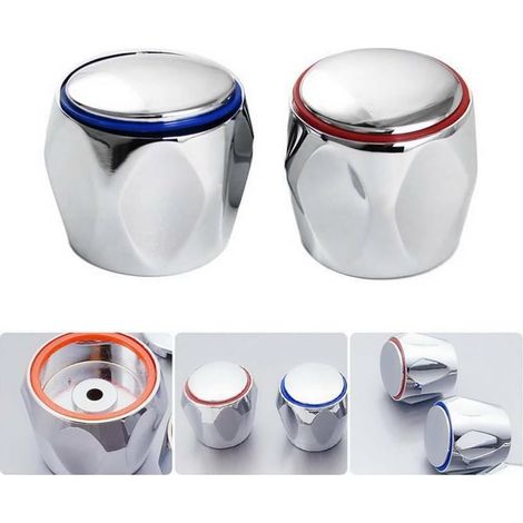Lot de 2 boutons de rechange pour robinet d'eau chaude et froide (rouge et bleu)