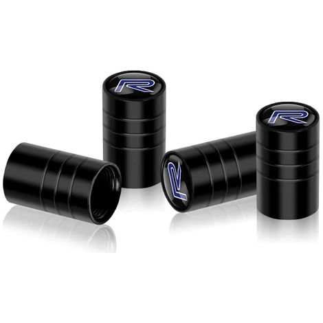 (Noir) 4 pièces Embouts de valve de pneu en métal avec logo R - Accessoires auto compatibles avec XC60, V60, S60, V40, V50, S40, S80, C30, XC40 et XC70 (1/5)