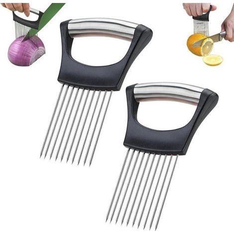 Supporto per cipolle migliorato Affetta cipolle in acciaio inossidabile Strumento multifunzione con lama ondulata (1/5)