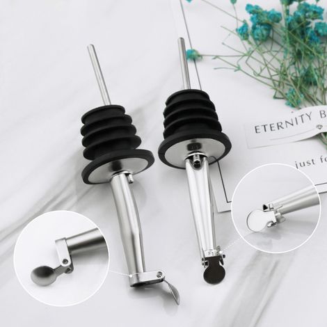 Vertedor de vino de acero inoxidable de 4,1 pulgadas, tapón vertedor de botella antigoteo - Tapón universal para grifo de alcohol para bar y cocina. (1/5)
