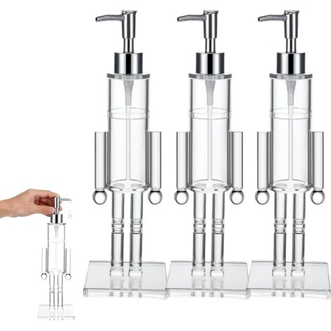 Juego de 3 dispensadores de acrílico con forma de cascanueces, 300 ml, decoración navideña para baño/cocina.