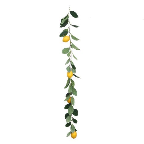 Guirlande Artificielle de Citron avec Feuilles Vertes pour Maison, 100cm, Décor Branche Élégant sans Maintenance, Légume Faux en Métal/Textile (1/5)