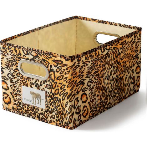 Faltbare Aufbewahrungsboxen aus Leopardenmusterstoff mit Griffen - Faltbare Aufbewahrungsboxen aus Leopardenmusterstoff mit Griffen (1/5)