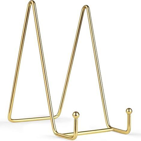 Pack, 6 Inch Plate Display Stands, Upgraded Gold Iron Easel Photo Frame Holder Metal Stands for Photos, Decorative Plates, Tablets and Art (1/5)