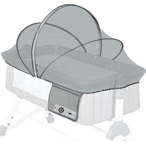 Mosquitera universal para camas infantiles, robusta y estable, con cremallera silenciosa, fácil acceso y montaje rápido, incluye bolsillo lateral de almacenamiento, color gris oscuro.