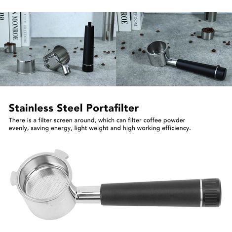 Ortviai Portafilter café sans fond pour machine Delonghi 9335/9155/9355/9665, acier inoxydable 51 mm, noir (1/4)