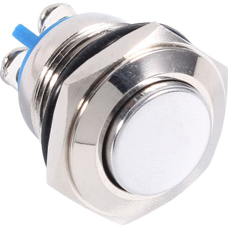 Bouton poussoir métallique étanche 12V 16mm pour voiture, interrupteur momentané ON/OFF argenté, klaxon (1/5)