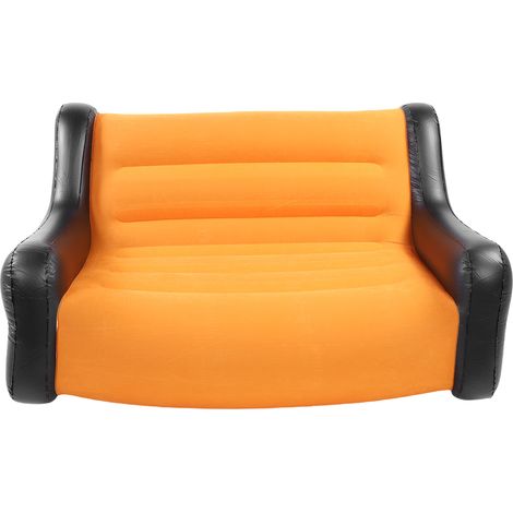 Canapé Gonflable 2 Places PVC Flocké avec Accoudoirs Confortable Résistant 150kg pour Intérieur Extérieur Salon Terrasse (1/5)