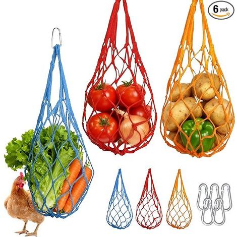 filets de nourriture à suspendre poulet légumes crochets accessoires poules sac nylon jouet canards oies oiseaux (1/5)