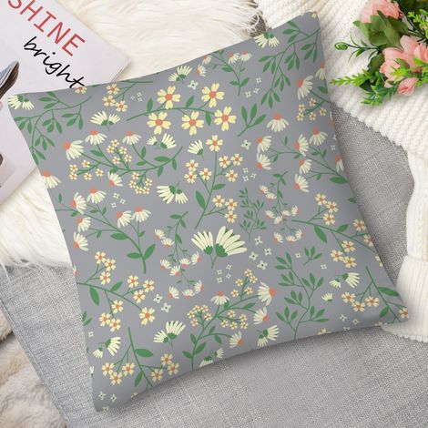Housse de Coussin décoratif fleurs et feuilles (1/5)
