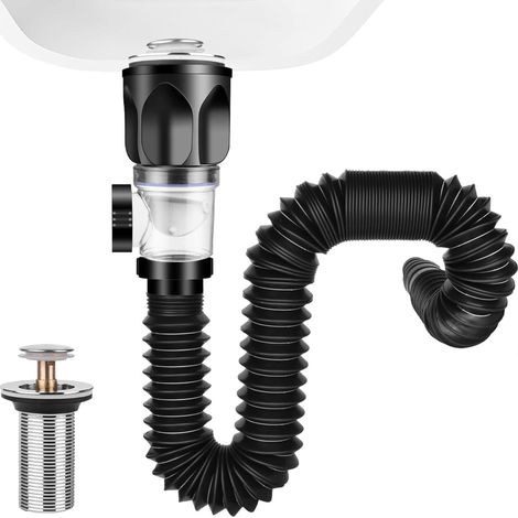 Évier De Cuisine Pièces De Drainage,Ensemble Complet De Vidange D'Évier,Tuyau De Vidange Flexible Rétractable,Drain De Lavabo De Salle De Bain avec (1/5)